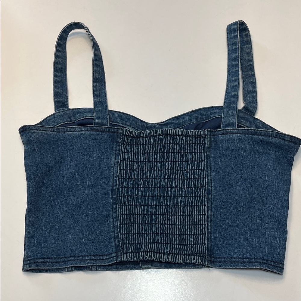 Guess Fitz Denim Crop Bustier Top, size M, tank top​ - Picture 8 of 9